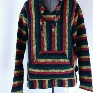 Striped Rasta Baja Hoodie size XL
